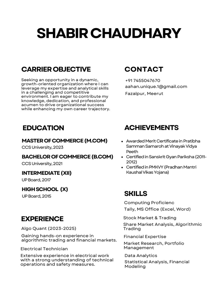 Shabir Resume | PDF