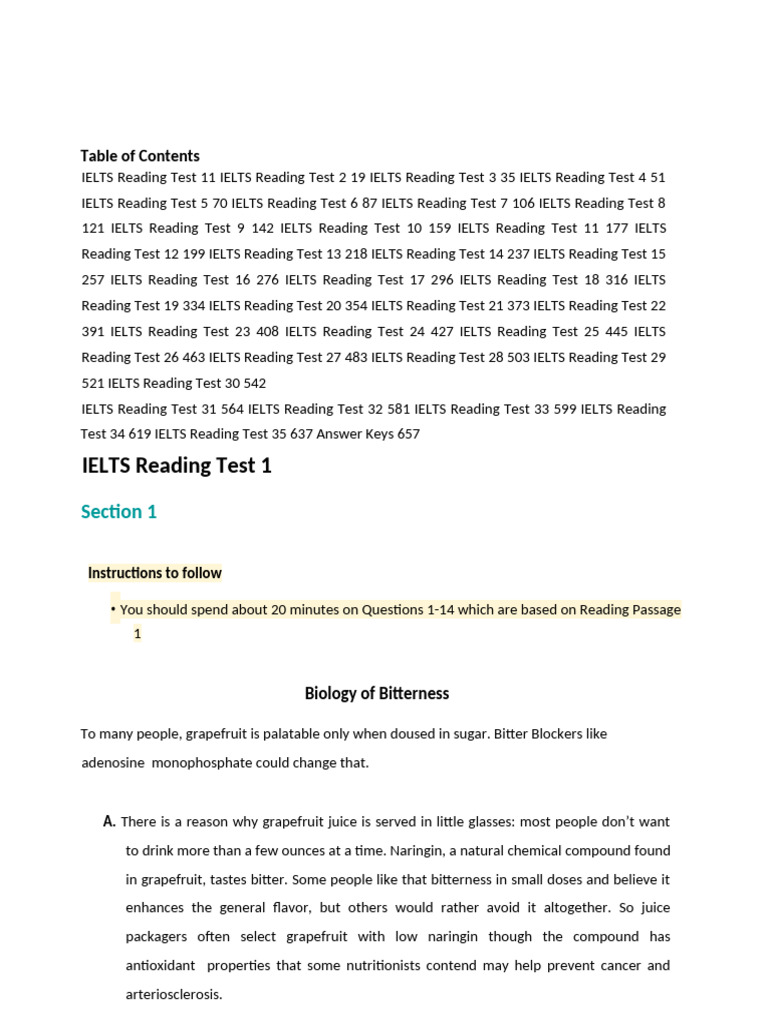 IELTS Reading Actual Tests 2021 | PDF | Taste | Pencil