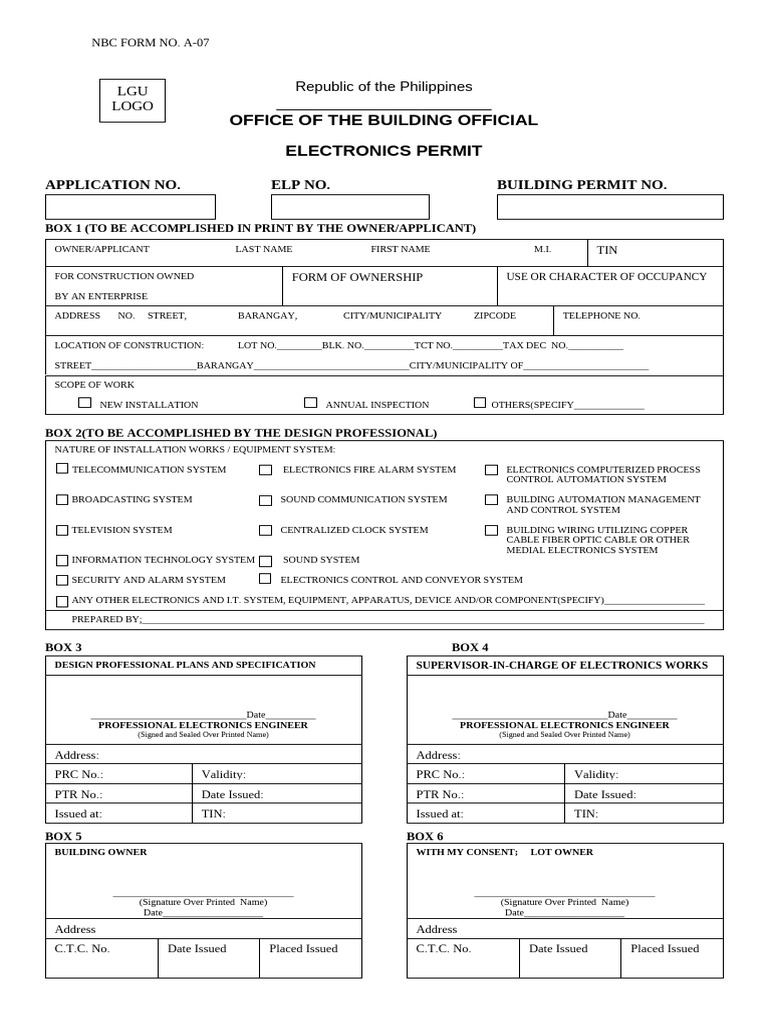 Electronics Permit Form BLANK | PDF | Information And Communications ...
