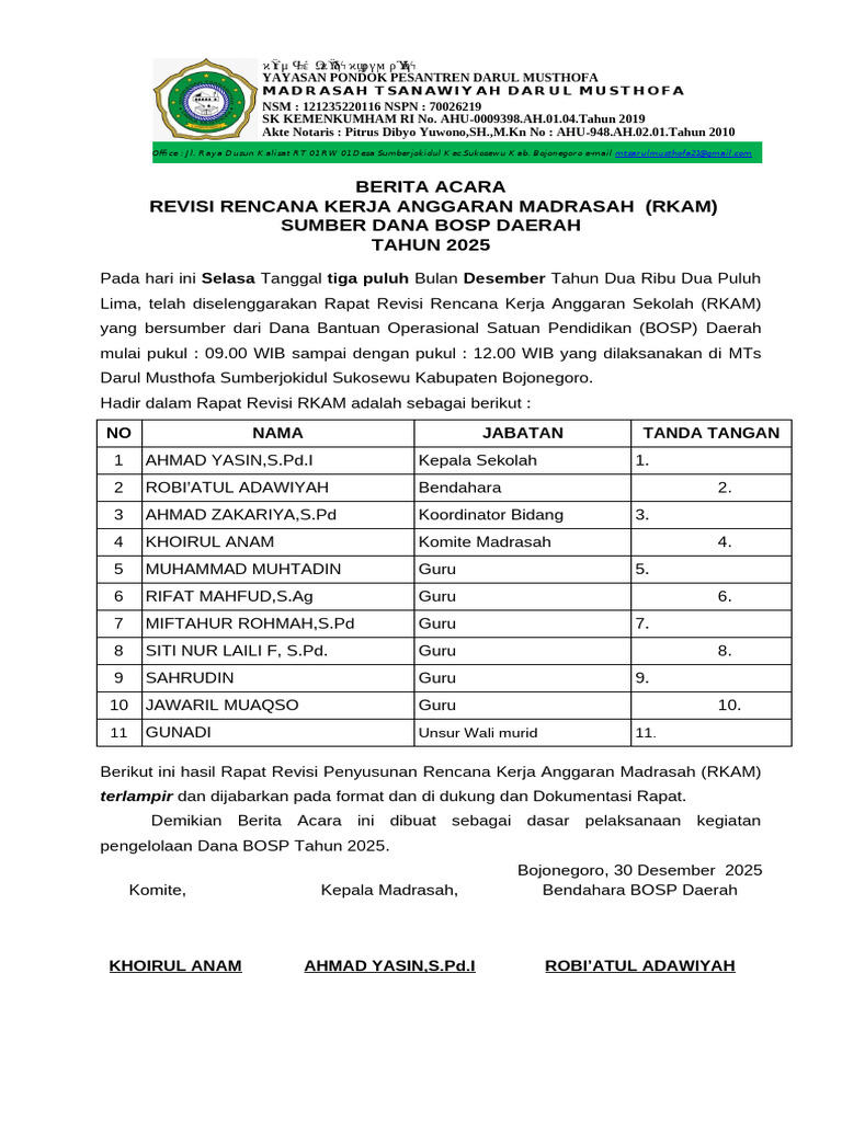 Berita Acara Rapat Revisi Rkam | PDF