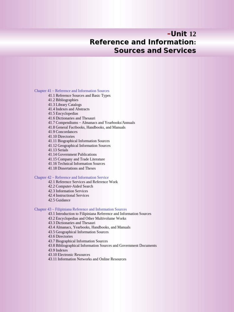 Unit 12 Reference and Information Sources and Services | PDF | Map ...