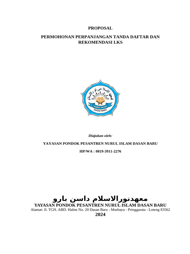 Proposal Perpanjangan Izin Lksa Nurul Islam | PDF