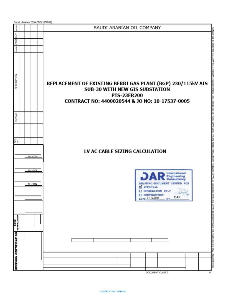 E 304685 - LV AC Cable Calculation Rev A | PDF | Power Engineering ...