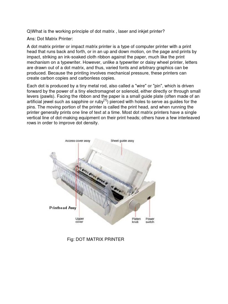 Dot Matrix Printer | PDF | Printer (Computing) | Image Scanner