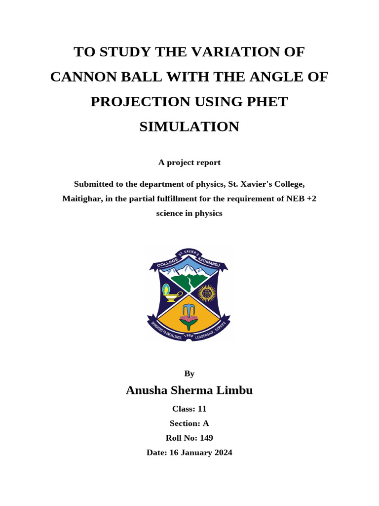 Finalised Physics Project Report | PDF | Projectiles | Mechanics