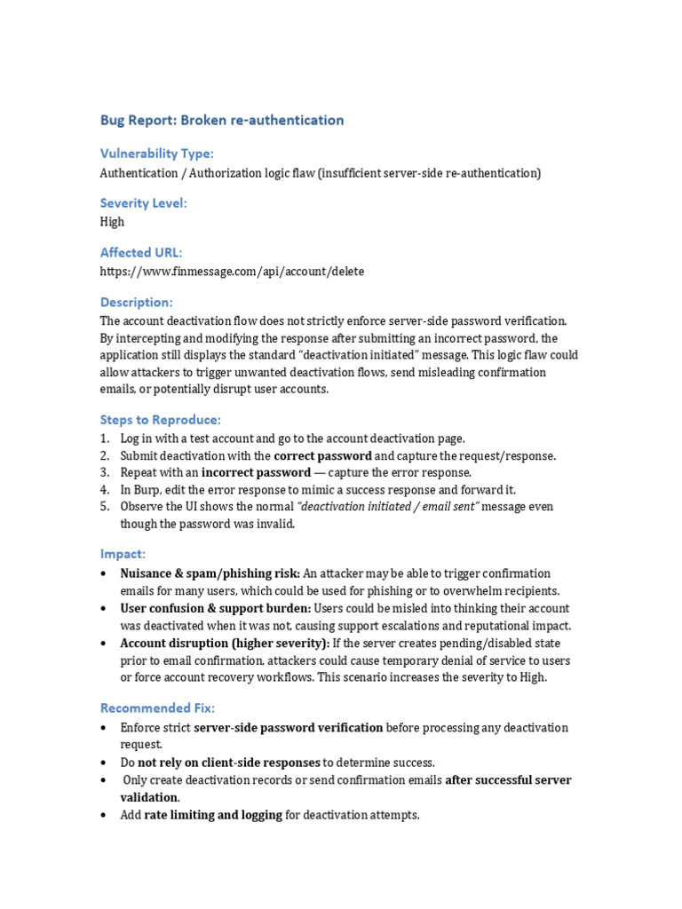 Broken Re Authentication | PDF | Password | Client–Server Model