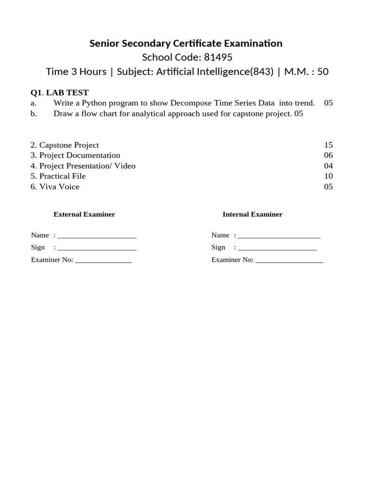 Ai 12th Practical Paper | PDF