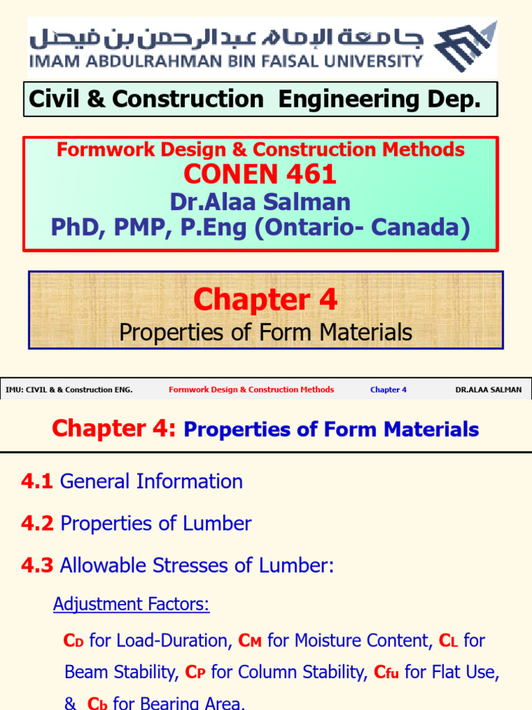 Lecture 4 - Properties of Form Materials | PDF | Beam (Structure) | Bending