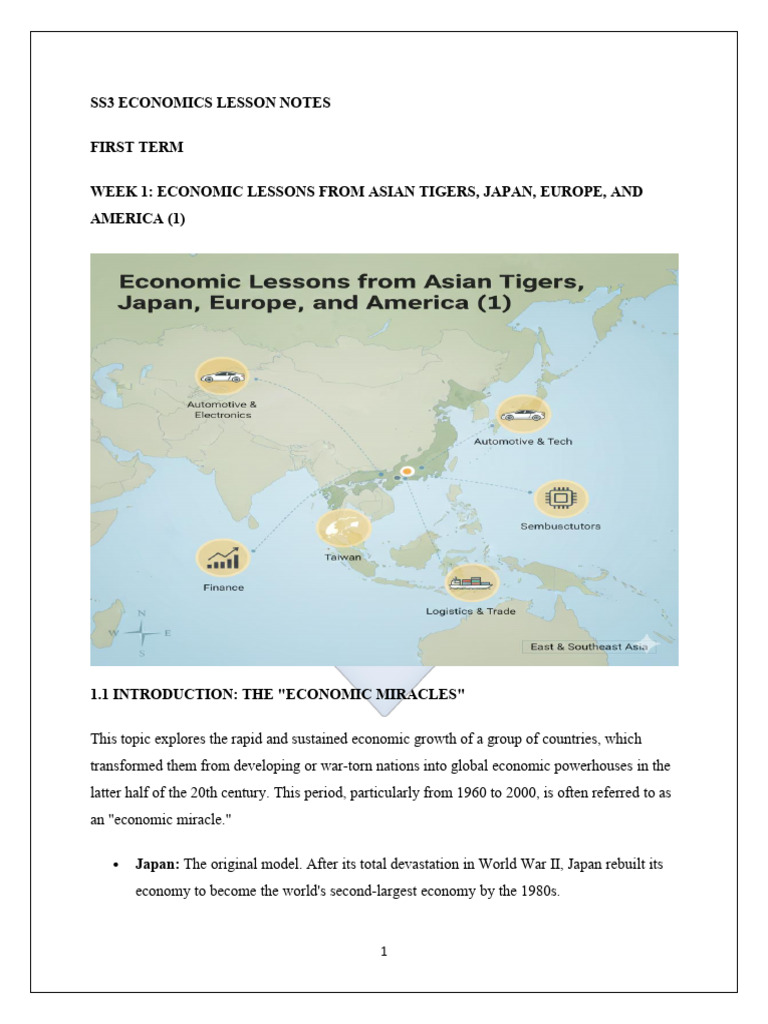 Ss3 Economics Lesson Notes | PDF | Four Asian Tigers | Petroleum