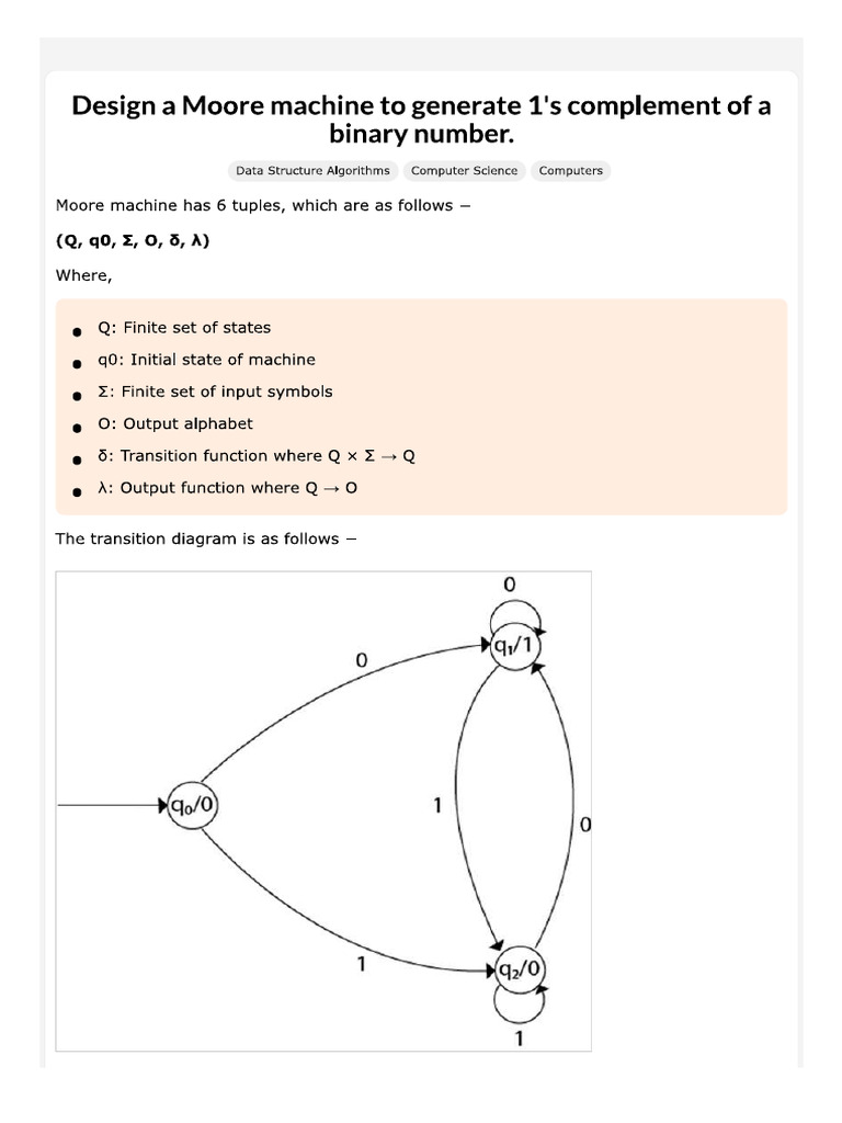 Design A Moore Machine | PDF