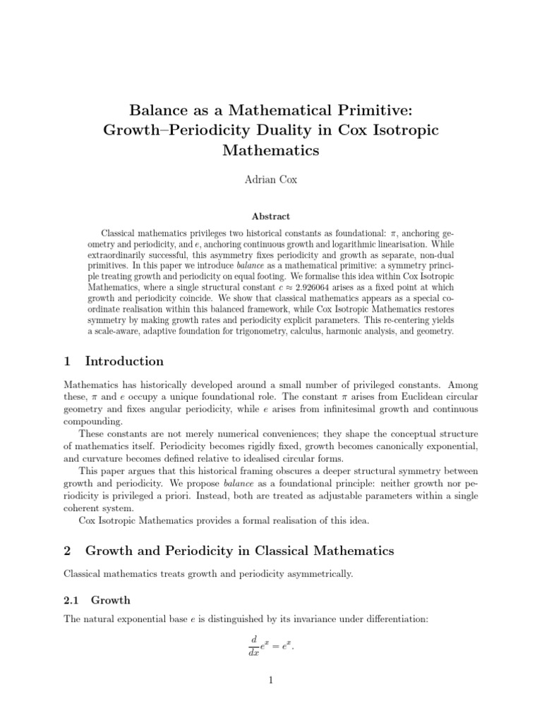 Balance Cox Isotropic v1 1 | PDF | Logarithm | Mathematics
