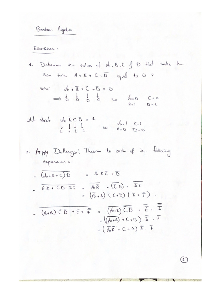 14 Boolean Algebra Exercises 2 | PDF