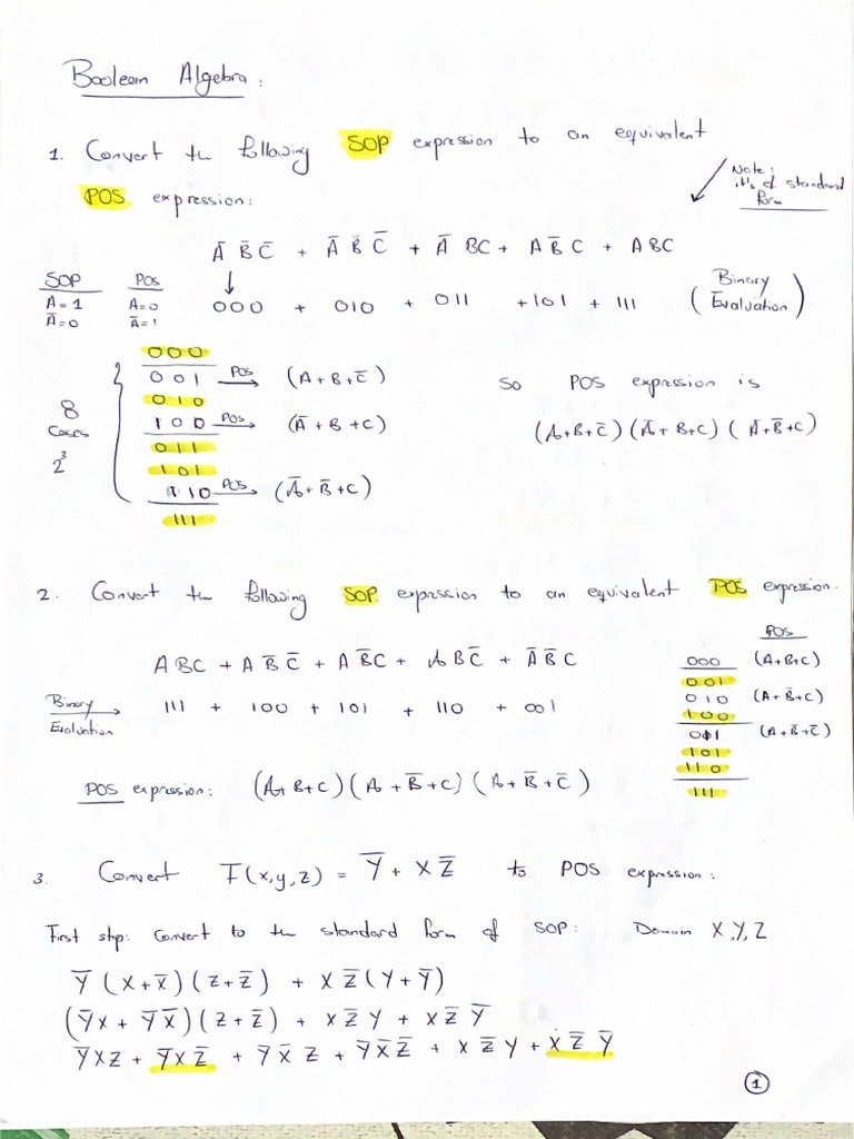 15 Boolean Algebra SOP POS Canonical Minterm Maxterm | PDF