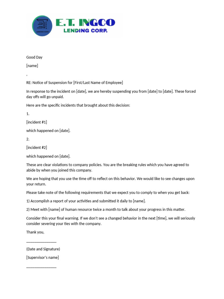 Suspention Letter | PDF