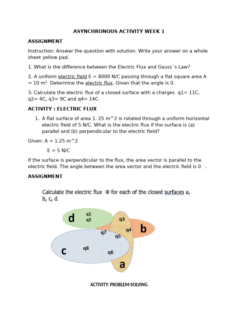 Asynchronous Activities GEN PHY 2 | PDF | Flux | Electric Field