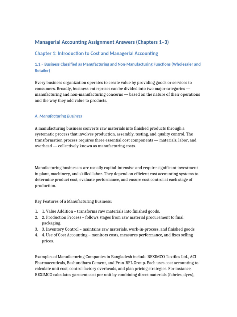 Managerial Accounting Assignment | PDF | Cost Accounting | Retail