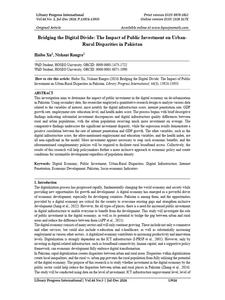Bridging The Digital Divide The Impact o | PDF | Coefficient Of ...
