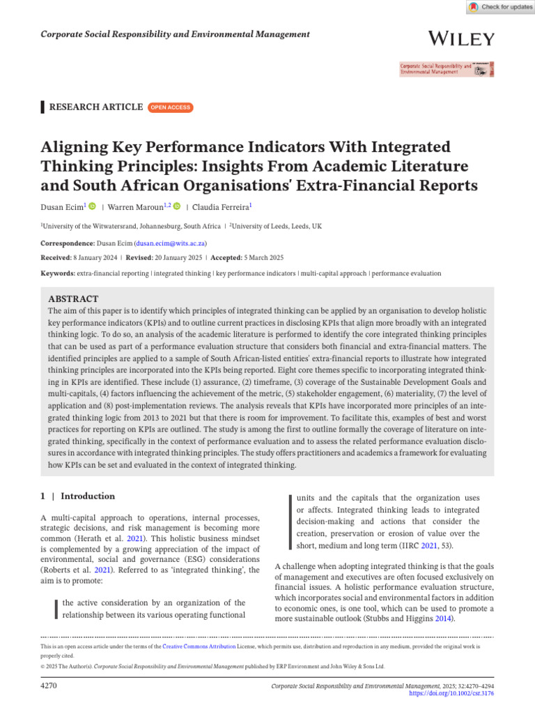 Corp Soc Responsibility Env - 2025 - Ecim - Aligning Key Performance ...