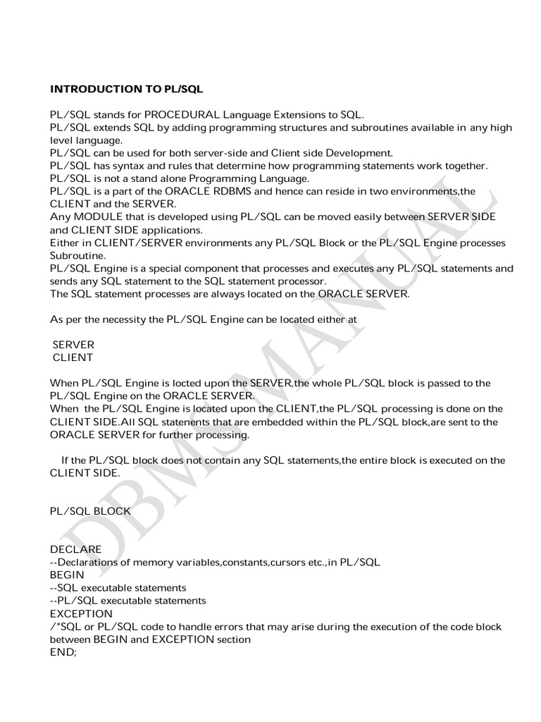 PL SQL Notes | PDF
