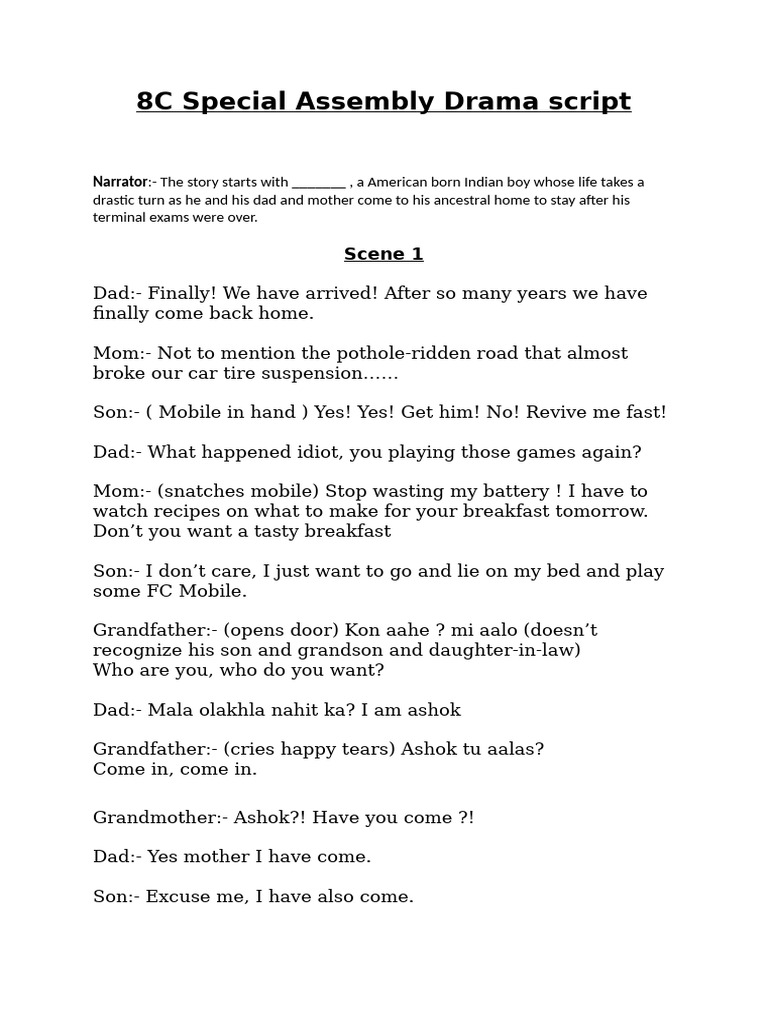 8C Special Assembly Drama Script | PDF