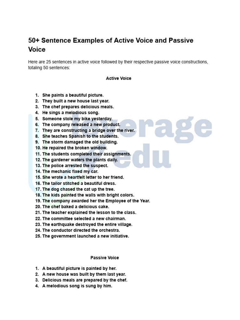 Active and Passive Voice PDF | PDF