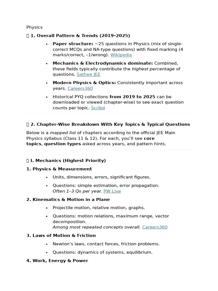 Physics Imp Topics & Chapters | PDF | Newton's Laws Of Motion | Waves