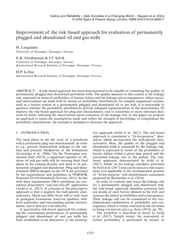 Improvement of The Risk-Based Approach For Evaluation of Permanently ...