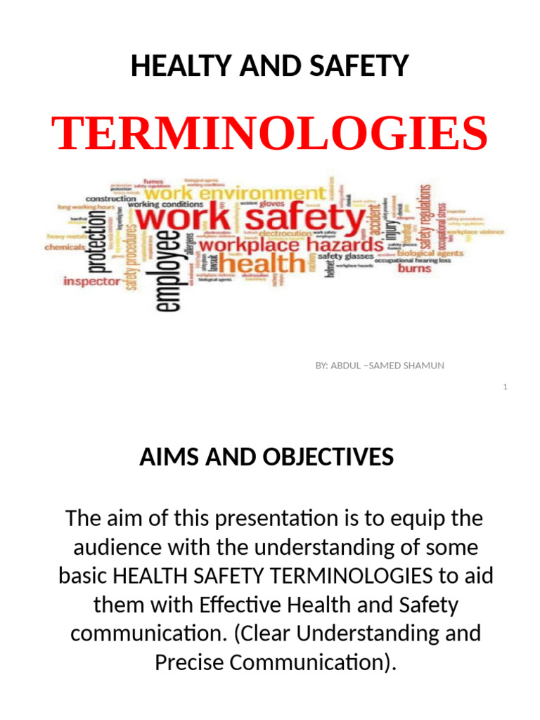 HEALTY AND SAFETY TERMINOLOGIES | PDF | Occupational Safety And Health ...