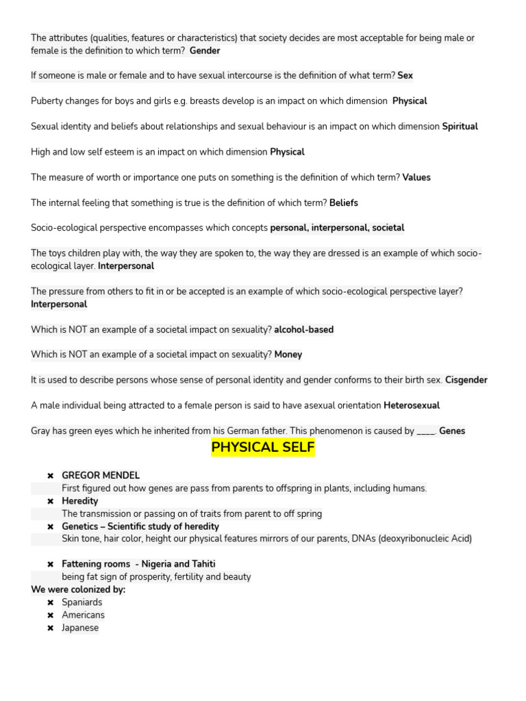 Midterm UtS Review | PDF | Human Sexuality | Gender