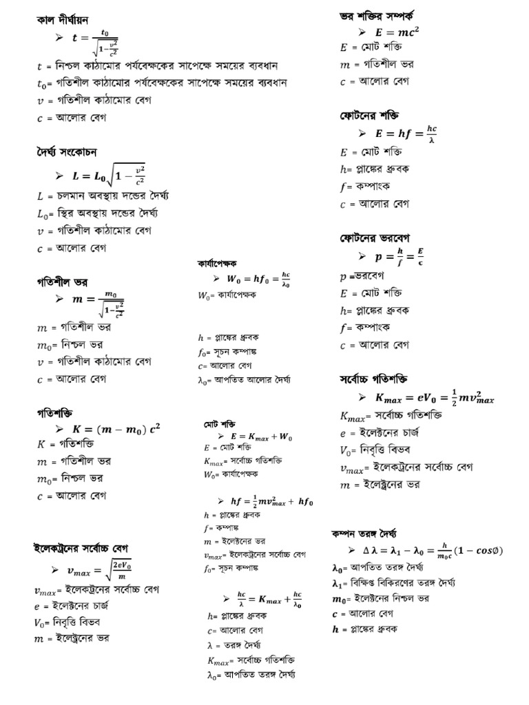 Physics Second Paper Formula | PDF