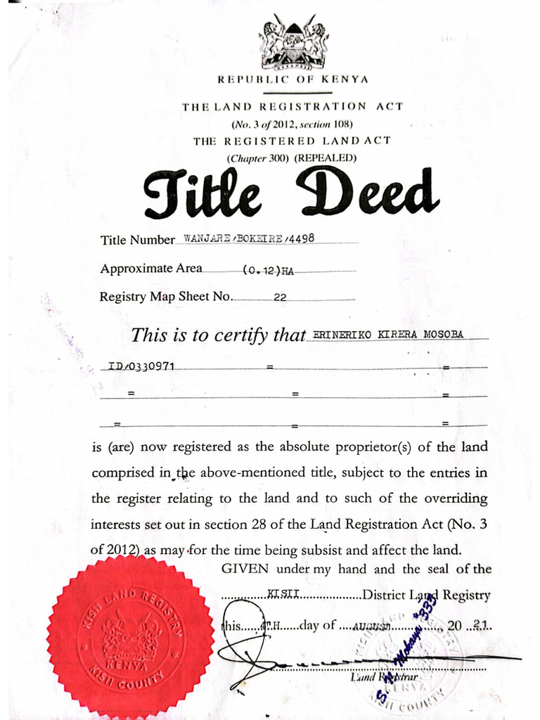 Title Deed Template | PDF