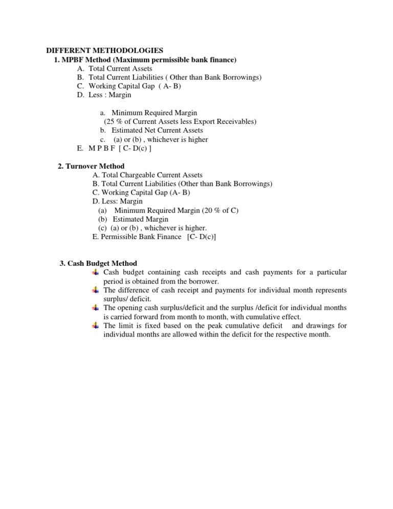 Different Methodologies 1. MPBF Method (Maximum Permissible Bank ...