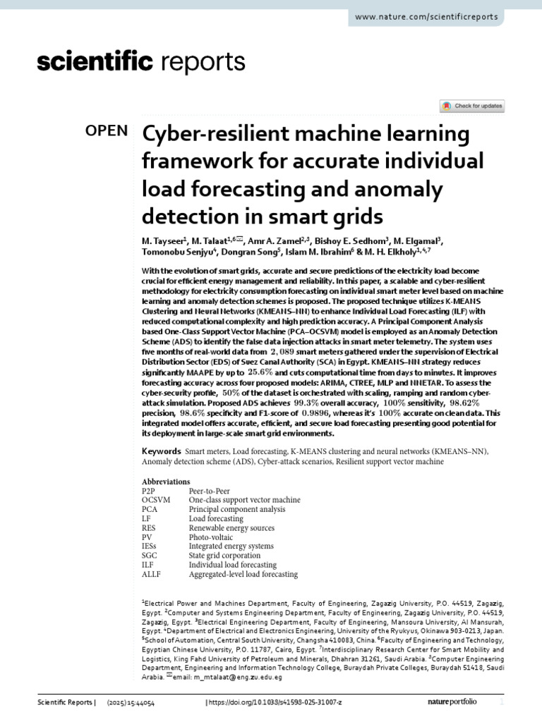 Cyber-Resilient Machine Learning Framework For Accurate Individual Load ...
