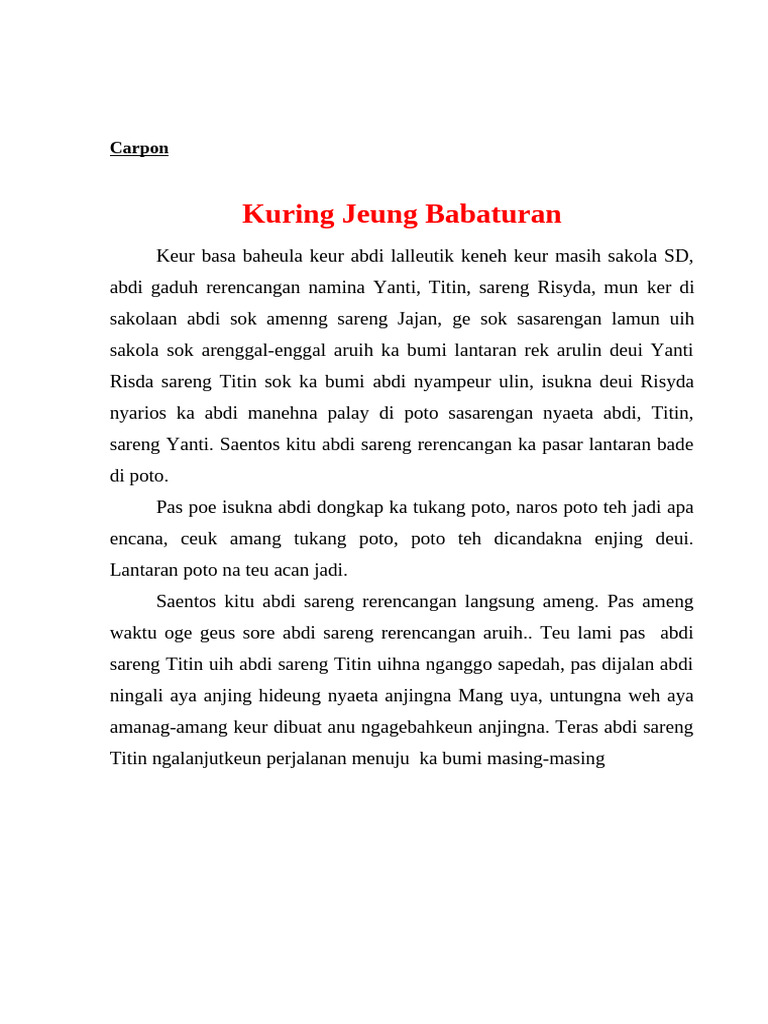 Carpon Kuring Jeung Babaturan Aksara Sunda | PDF