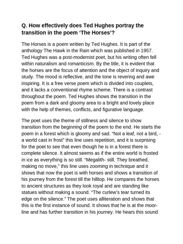 Peter Answer The Horses | PDF | Poetry