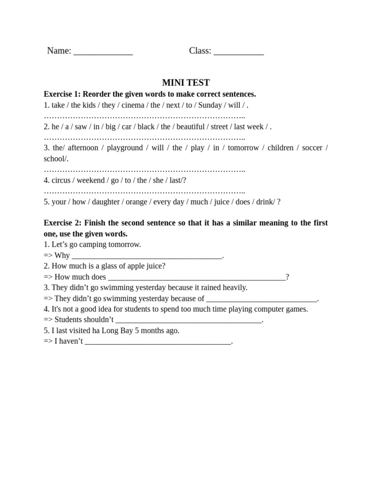 5a1 Mini Test 21012026 | PDF