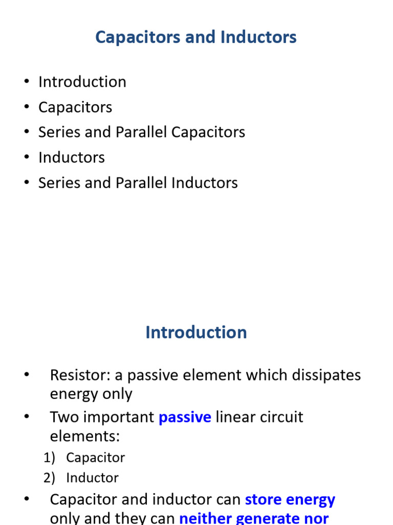 Capacitors and Inductors | PDF | Capacitor | Inductance