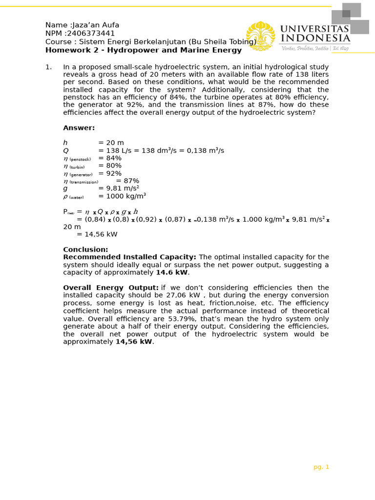 TUGAS SEB (Hydro Power and Ocean) Bu Sheila | PDF | Hydroelectricity ...