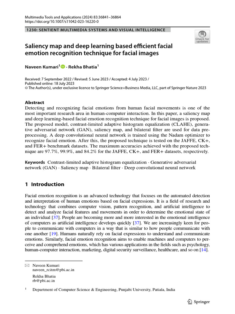 2024 Saliency Map and Deep Learning Based Efficient Facial Emotion ...
