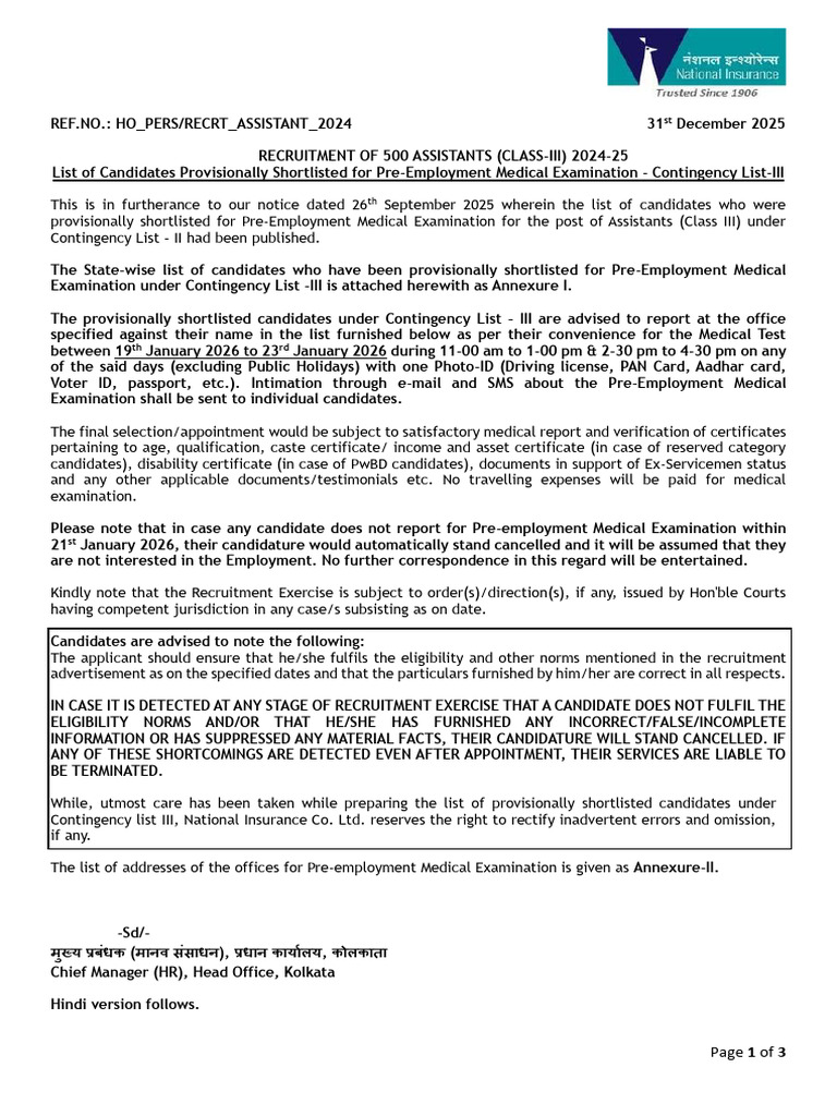Notice-Contingency III Publish | PDF