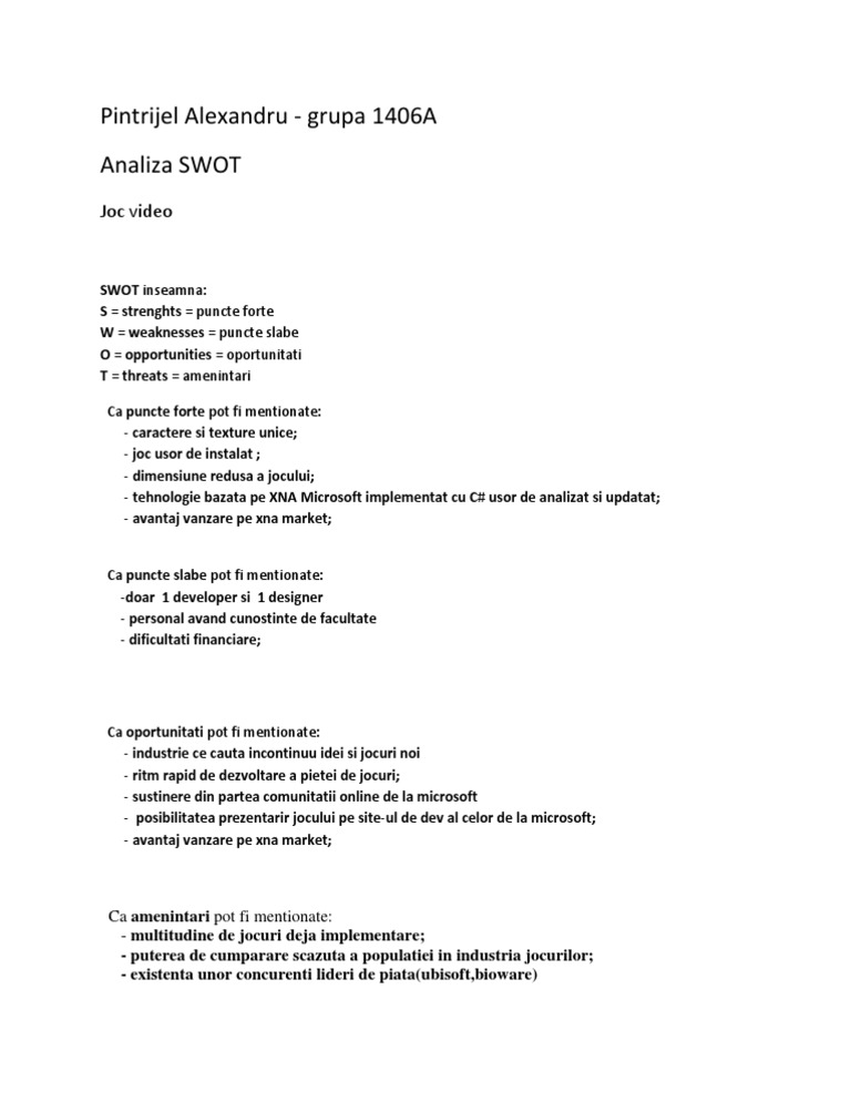 Analiza Swot