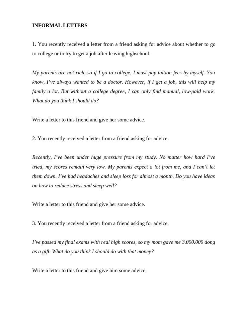 Informal Letters | PDF