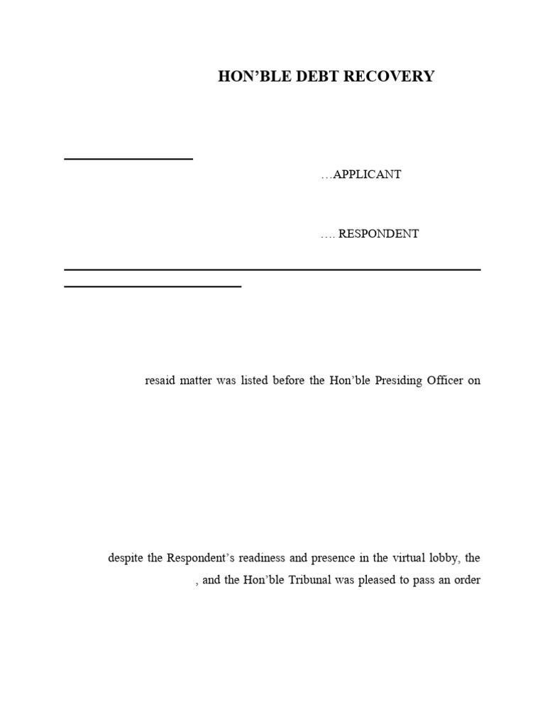 Application To Recall Order | PDF | Ex Parte | Common Law