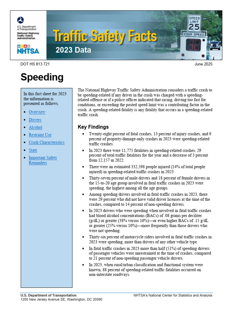 2023 Speeding Traffic Safety Facts | PDF | Traffic Collision | Speed Limit