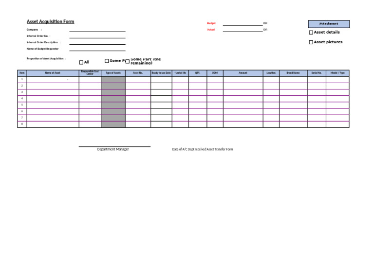 Asset Acquisition Form | PDF