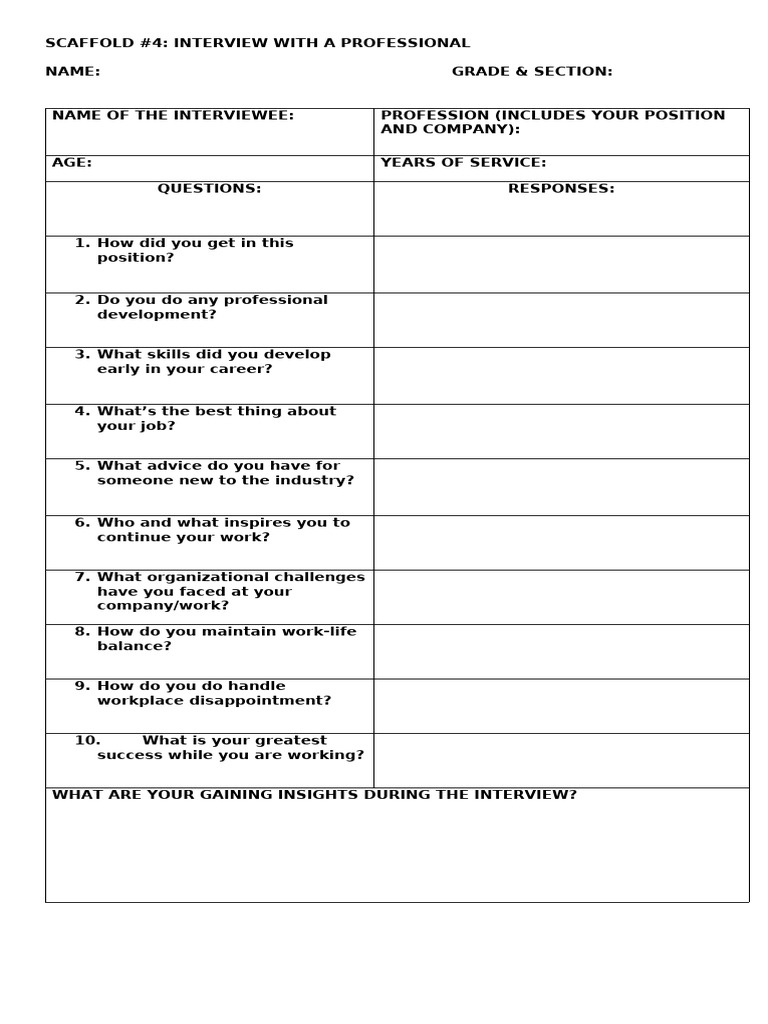 Scaffold 4 Interview With A Professional | PDF