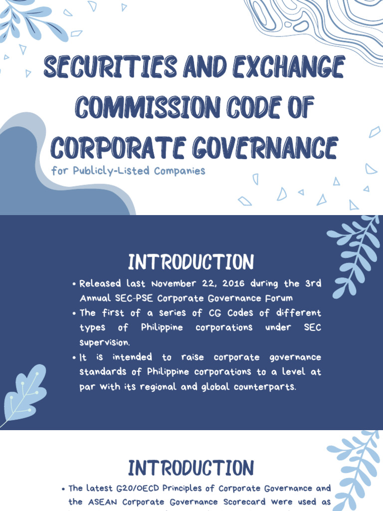 SEC Code of Corporate Governance | PDF | Corporate Governance | Governance