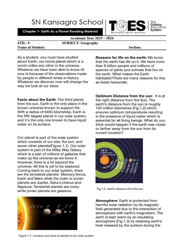 Chapter 1-Earth As A Planet | PDF | Atmosphere | Earth