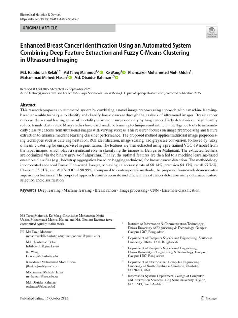 Enhanced Breast Cancer Identification Using An Automated System ...