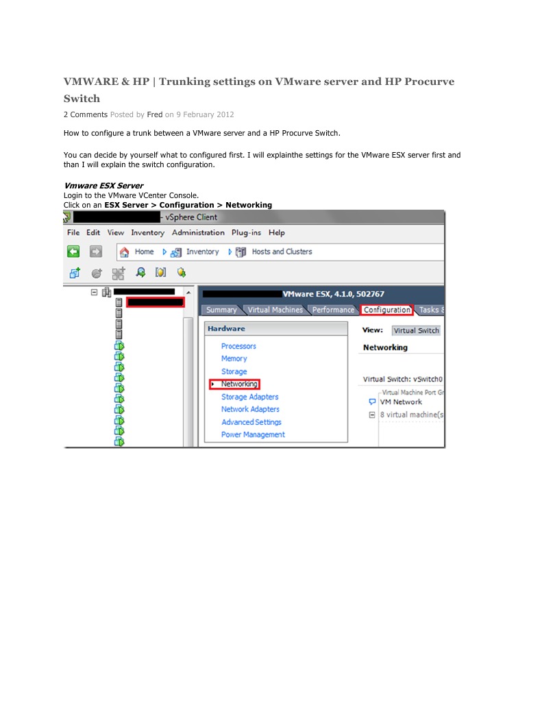 Vmware & HP Trunking Settings On Vmware Server and HP Procurve Switch